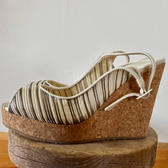 Jimmy Choo Striped Wedge Sandals