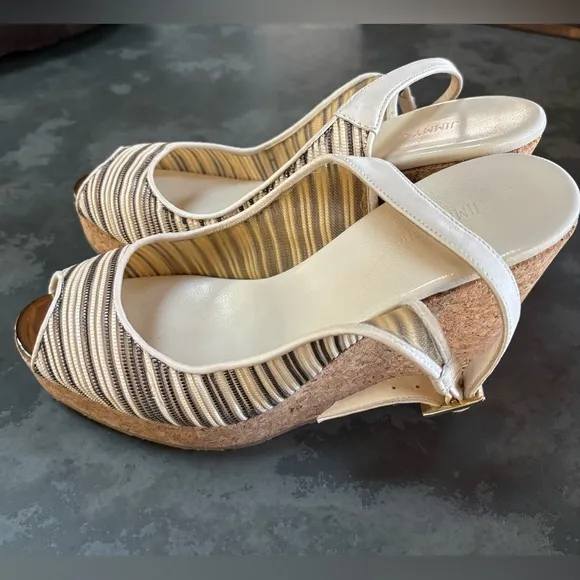 Jimmy Choo Striped Wedge Sandals