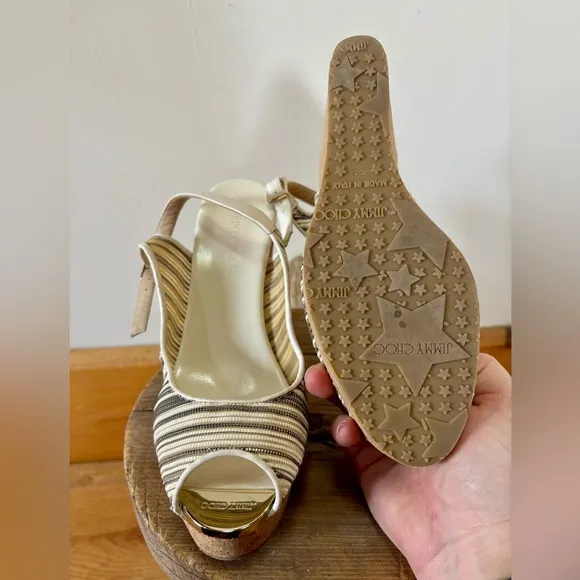 Jimmy Choo Striped Wedge Sandals