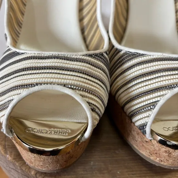 Jimmy Choo Striped Wedge Sandals