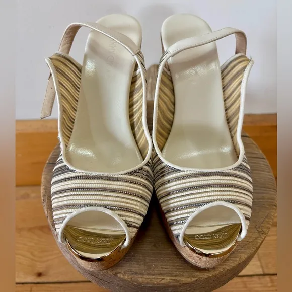 Jimmy Choo Striped Wedge Sandals