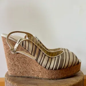 Jimmy Choo Striped Wedge Sandals