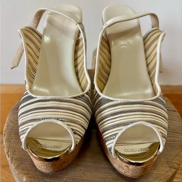 Jimmy Choo Striped Wedge Sandals