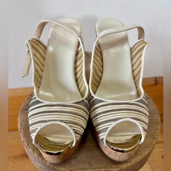 Jimmy Choo Striped Wedge Sandals