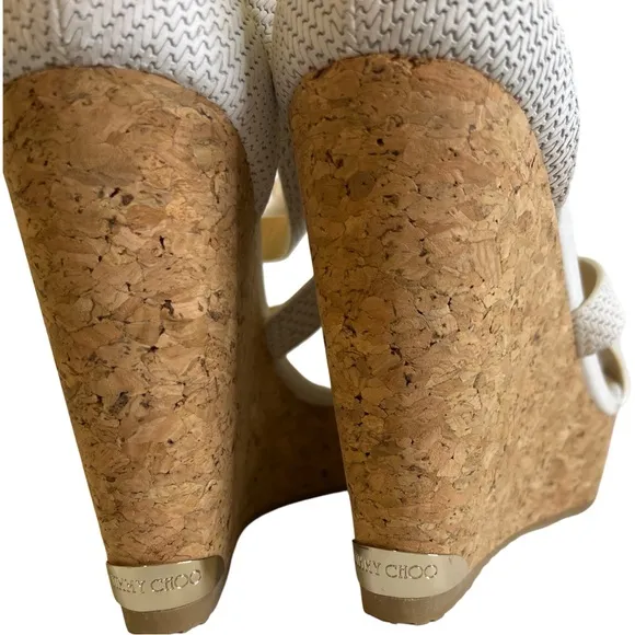 Jimmy Choo White Portia Platform Wedges 39.5