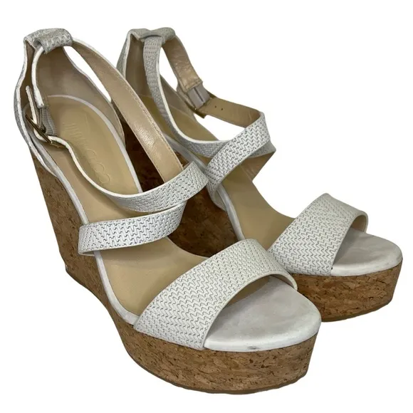 Jimmy Choo White Portia Platform Wedges 39.5