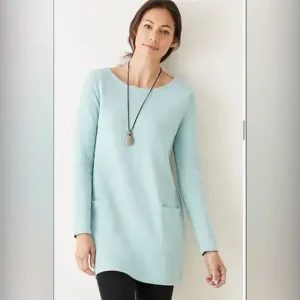 J.Jill Pure Jill Boat Neck Wool Blend Sweater Tunic in lucite ht light blue 1X