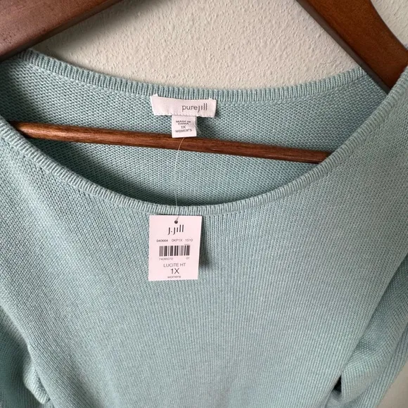 J.Jill Pure Jill Boat Neck Wool Blend Sweater Tunic in lucite ht light blue 1X