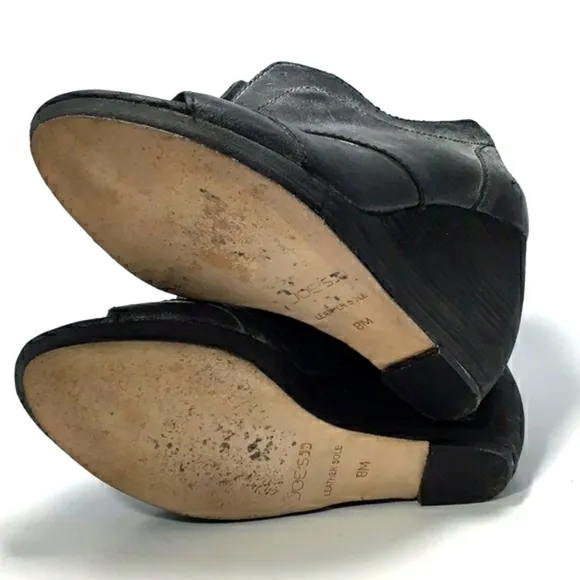 Joe's Jeans Cristy Open Toe Wedge Booties In Charcoal Size 8