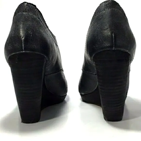 Joe's Jeans Cristy Open Toe Wedge Booties In Charcoal Size 8