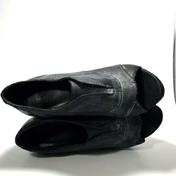 Joe's Jeans Cristy Open Toe Wedge Booties In Charcoal Size 8