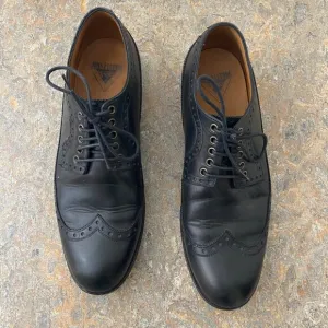 John Fluevog Men's Wingtip Oxford Brogue Shoe Black