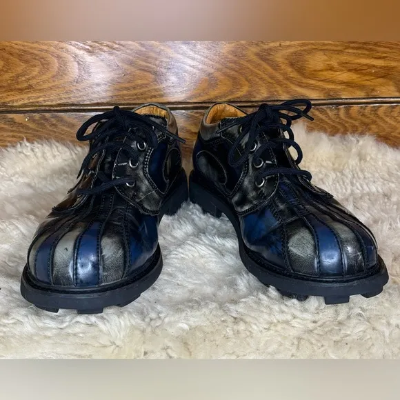 John Fluevog Size 9.5/10 7th Heaven Supervog Derby Size Blue/Grey DISCONTINUED