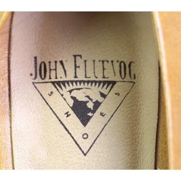 John Fluevog BROWN GOLD REAL LEATHER POINTED MID HEEL CLASSIC PUMP SHOES Sz 10
