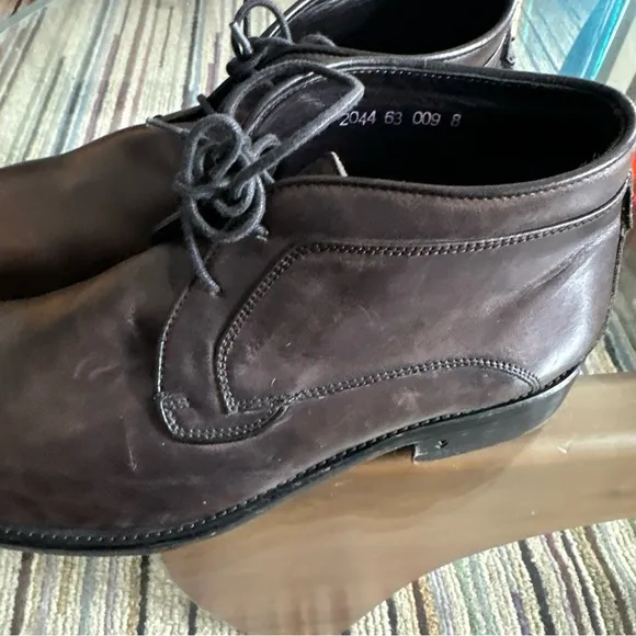 John Varvatos USA Dark Brown Leather Lace Up Dress Ankle Chukka Boots