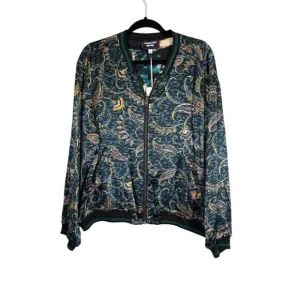 Johnny Was Jacket Women XL Silk Floral Full Zip Reversible Twilight Bomber Coat