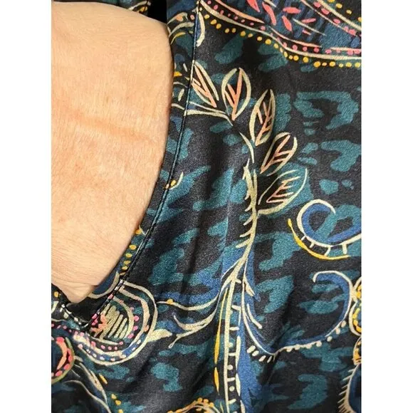 Johnny Was Jacket Women XL Silk Floral Full Zip Reversible Twilight Bomber Coat