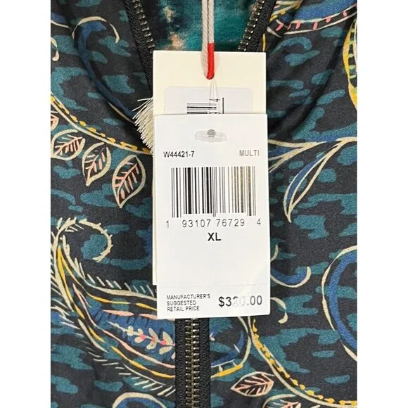 Johnny Was Jacket Women XL Silk Floral Full Zip Reversible Twilight Bomber Coat
