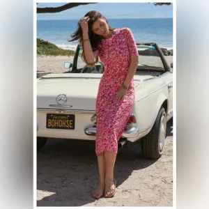 Johnny Was Jade The Mesh Midi Mina Dress Size X-Small NWT