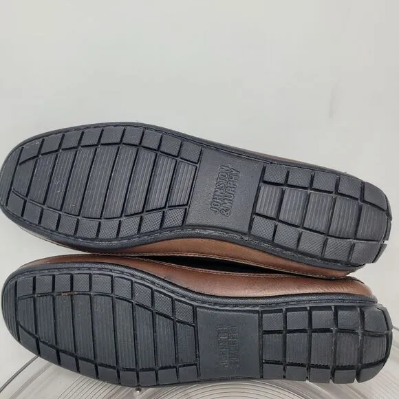 JOHNSTON &amp; MURPHY CORT SHEARLING BLACK FULL-GRAIN LEATHER DRIVING MOC Sz 9.5 99%