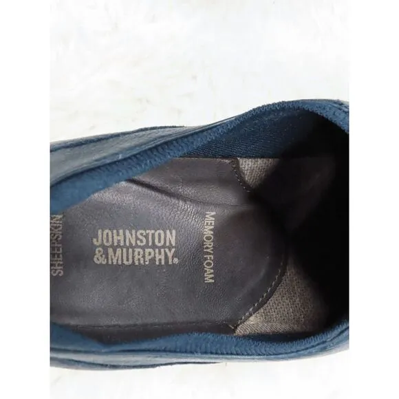 Johnston &amp; Murphy Farley Plain Toe Derby Shoes- Navy Mesh Size 12