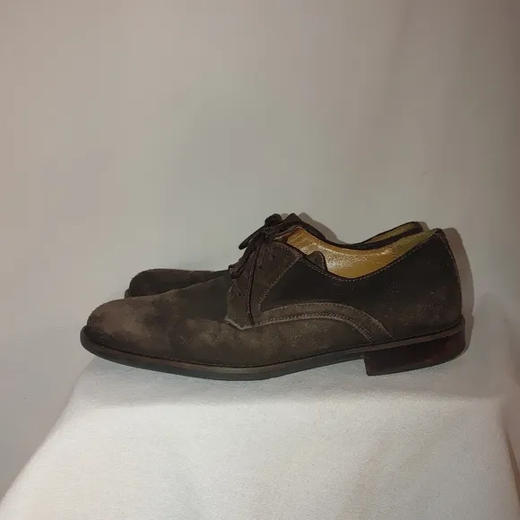 Johnston &amp; Murphy Lace Up Oxford Derby Shoe Brown Suede 8 Comfortable Casual