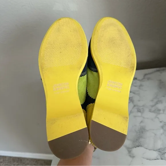 Johnston &amp; Murphy Ladies Derby Oxford Shoes Blue Yellow Lime Green Suede Size 7