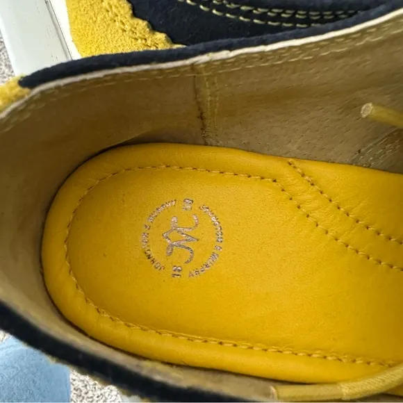 Johnston &amp; Murphy Ladies Derby Oxford Shoes Blue Yellow Lime Green Suede Size 7