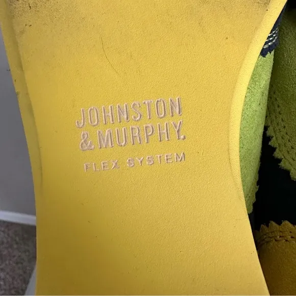 Johnston &amp; Murphy Ladies Derby Oxford Shoes Blue Yellow Lime Green Suede Size 7