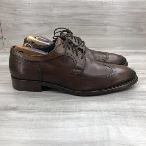 Johnston &amp; Murphy Oxfords Mens 9.5M Brown Leather Lace Up Wingtip Derby Shoes