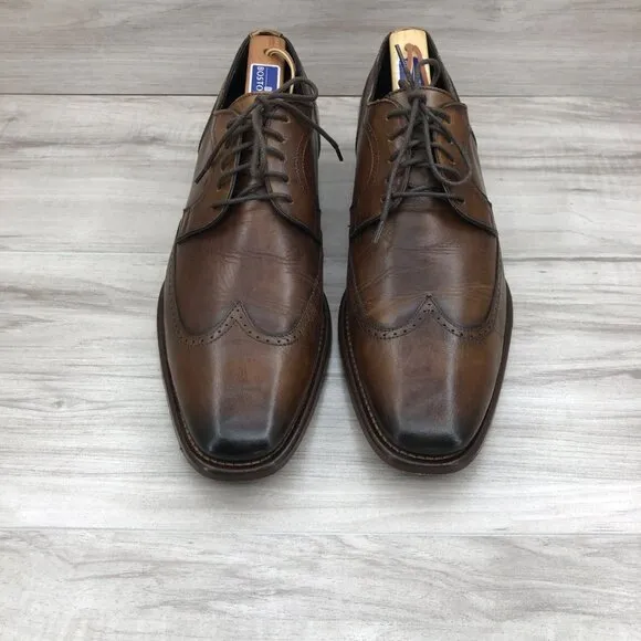 Johnston &amp; Murphy Oxfords Mens 9.5M Brown Leather Lace Up Wingtip Derby Shoes