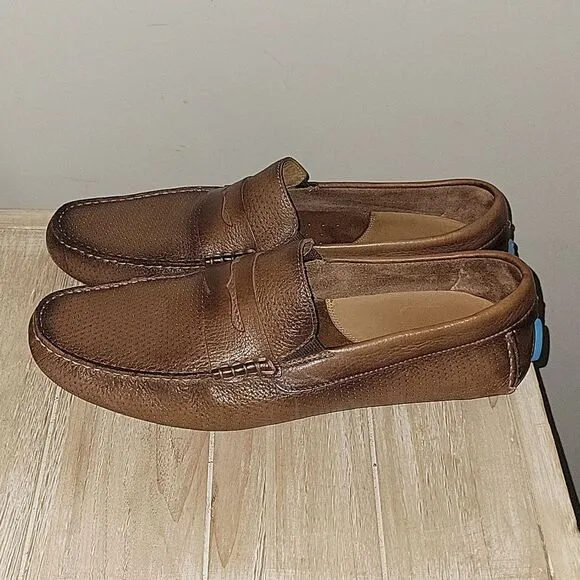 Johnston &amp; Murphy Perforated Flex Penny Loafer Driving Moccasins Sheepskin 12 M
