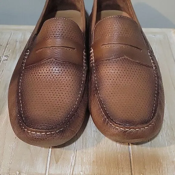 Johnston &amp; Murphy Perforated Flex Penny Loafer Driving Moccasins Sheepskin 12 M