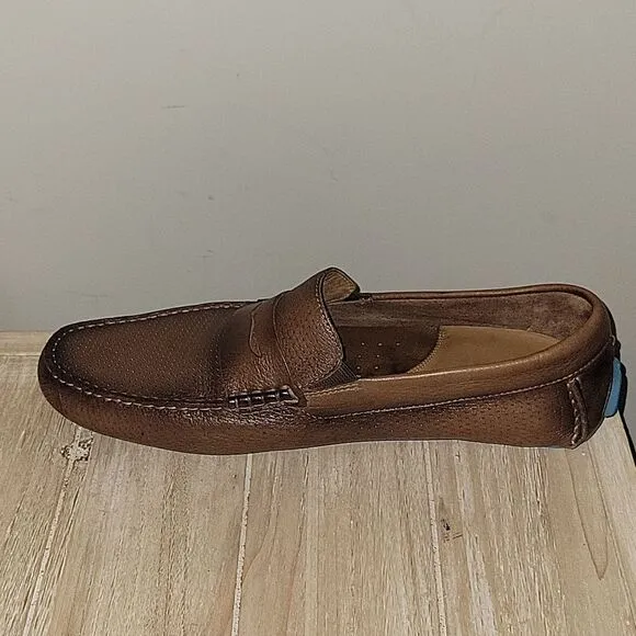 Johnston &amp; Murphy Perforated Flex Penny Loafer Driving Moccasins Sheepskin 12 M
