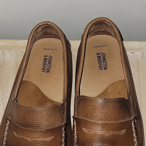 Johnston &amp; Murphy Perforated Flex Penny Loafer Driving Moccasins Sheepskin 12 M