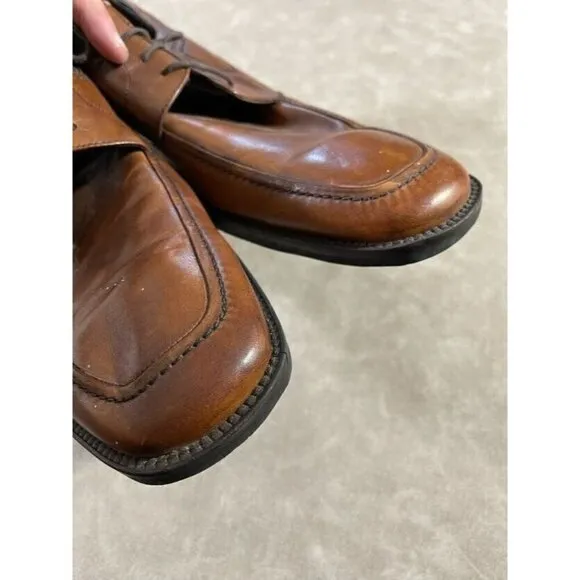 Johnston Murphy Mens Derby Oxford Lace Up Shoes Brown Leather Size 14M