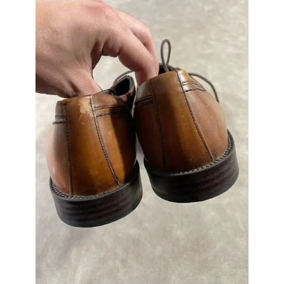 Johnston Murphy Mens Derby Oxford Lace Up Shoes Brown Leather Size 14M