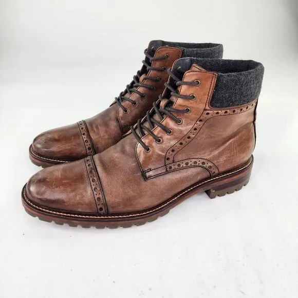 Johnston Murphy J&amp;M 1850 Karnes Cap Toe Boots US 13 Wingtip Lace-Up Ankle Boot