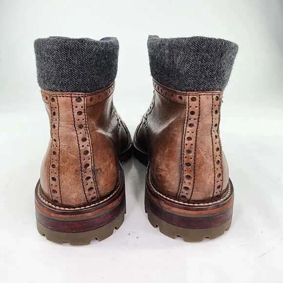 Johnston Murphy J&amp;M 1850 Karnes Cap Toe Boots US 13 Wingtip Lace-Up Ankle Boot