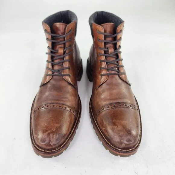 Johnston Murphy J&amp;M 1850 Karnes Cap Toe Boots US 13 Wingtip Lace-Up Ankle Boot