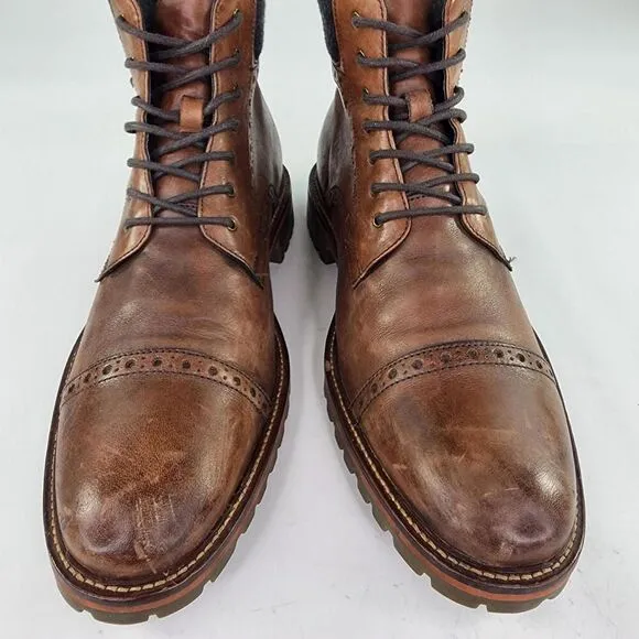 Johnston Murphy J&amp;M 1850 Karnes Cap Toe Boots US 13 Wingtip Lace-Up Ankle Boot