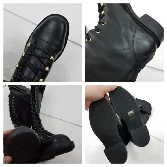 Joie Boots Gryffin Lace Up‎ Tie Black Leather 35.5