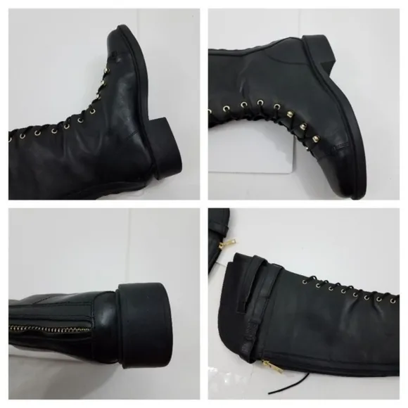 Joie Boots Gryffin Lace Up‎ Tie Black Leather 35.5