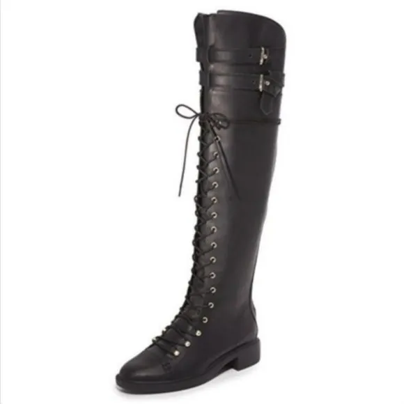 Joie Boots Gryffin Lace Up‎ Tie Black Leather 35.5