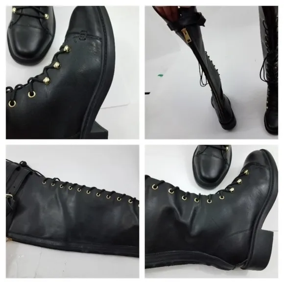 Joie Boots Gryffin Lace Up‎ Tie Black Leather 35.5