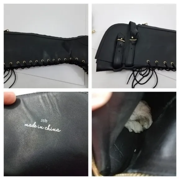 Joie Boots Gryffin Lace Up‎ Tie Black Leather 35.5