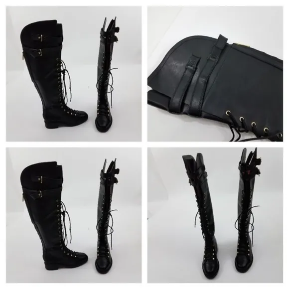 Joie Boots Gryffin Lace Up‎ Tie Black Leather 35.5
