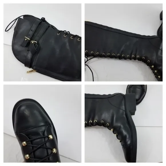 Joie Boots Gryffin Lace Up‎ Tie Black Leather 35.5