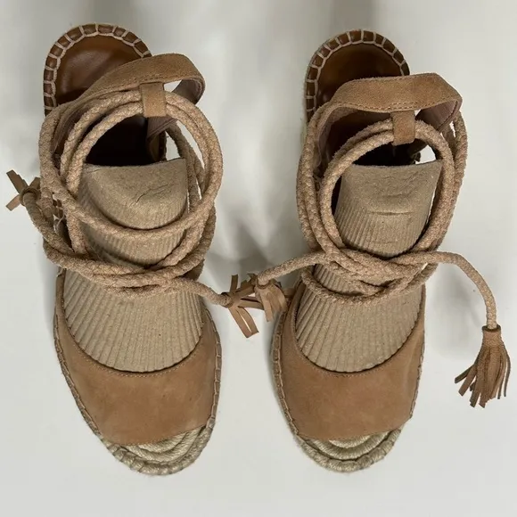 Joie Espadrille Wedges - Suede - Neutral