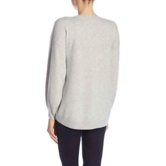 JOIE Kyren Light Grey Wool Round Neck Sweater Pullover High Low SZ S NEW